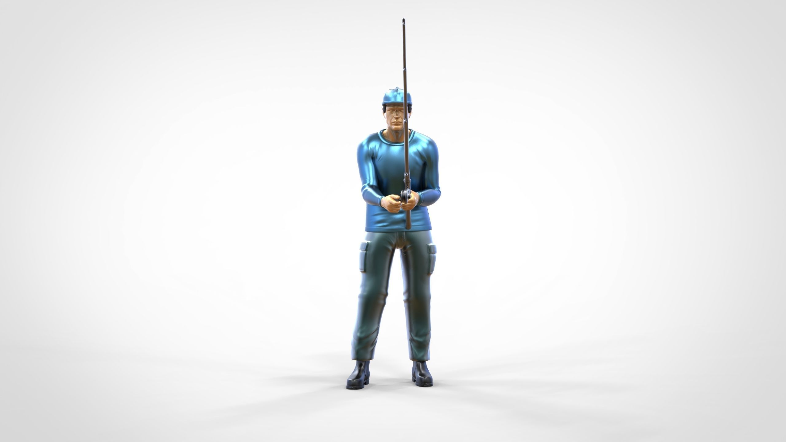 N2 standing Fisherman with fishing rod 3D print model_18