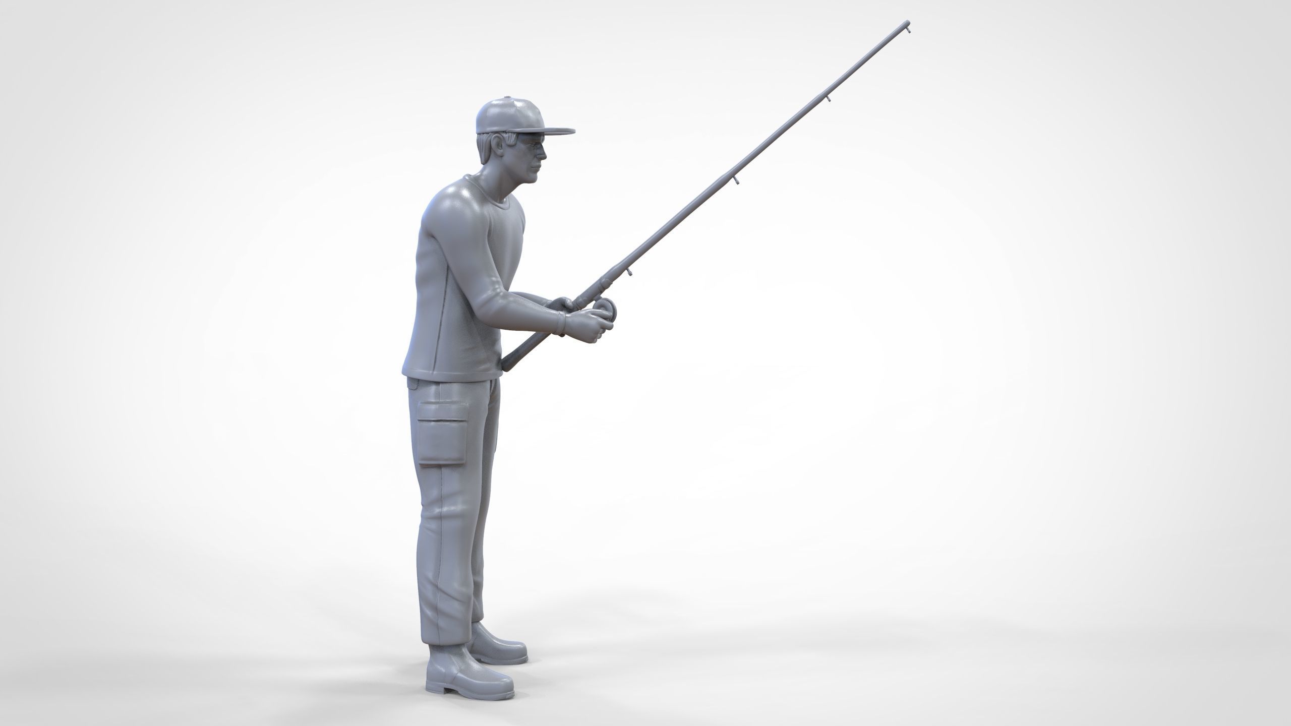 N2 standing Fisherman with fishing rod 3D print model_22