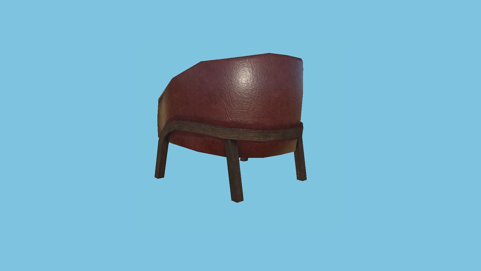 Red Leather Armchair - Furniture Interior Design Low-poly 3D model_2