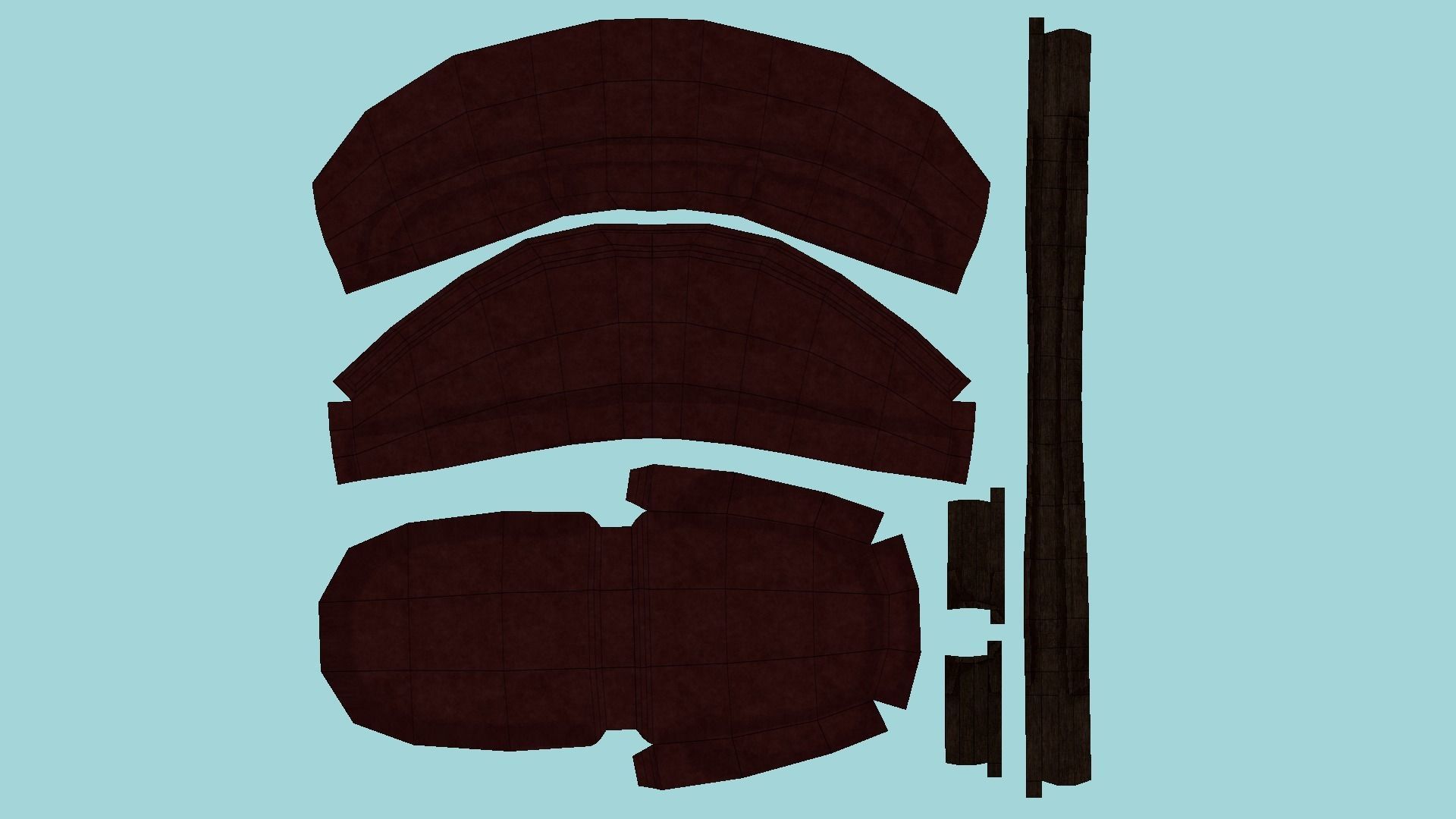 Red Leather Armchair - Furniture Interior Design Low-poly 3D model_5