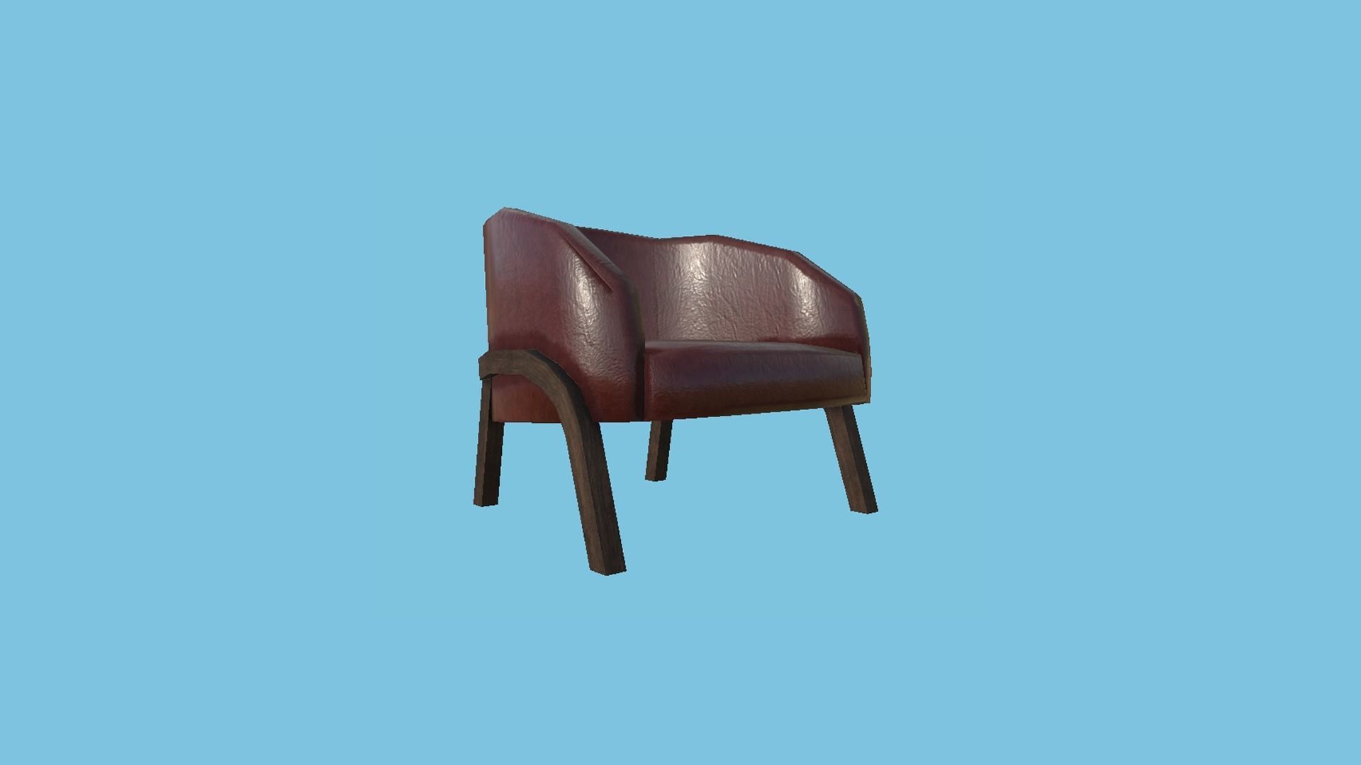 Red Leather Armchair - Furniture Interior Design Low-poly 3D model_4