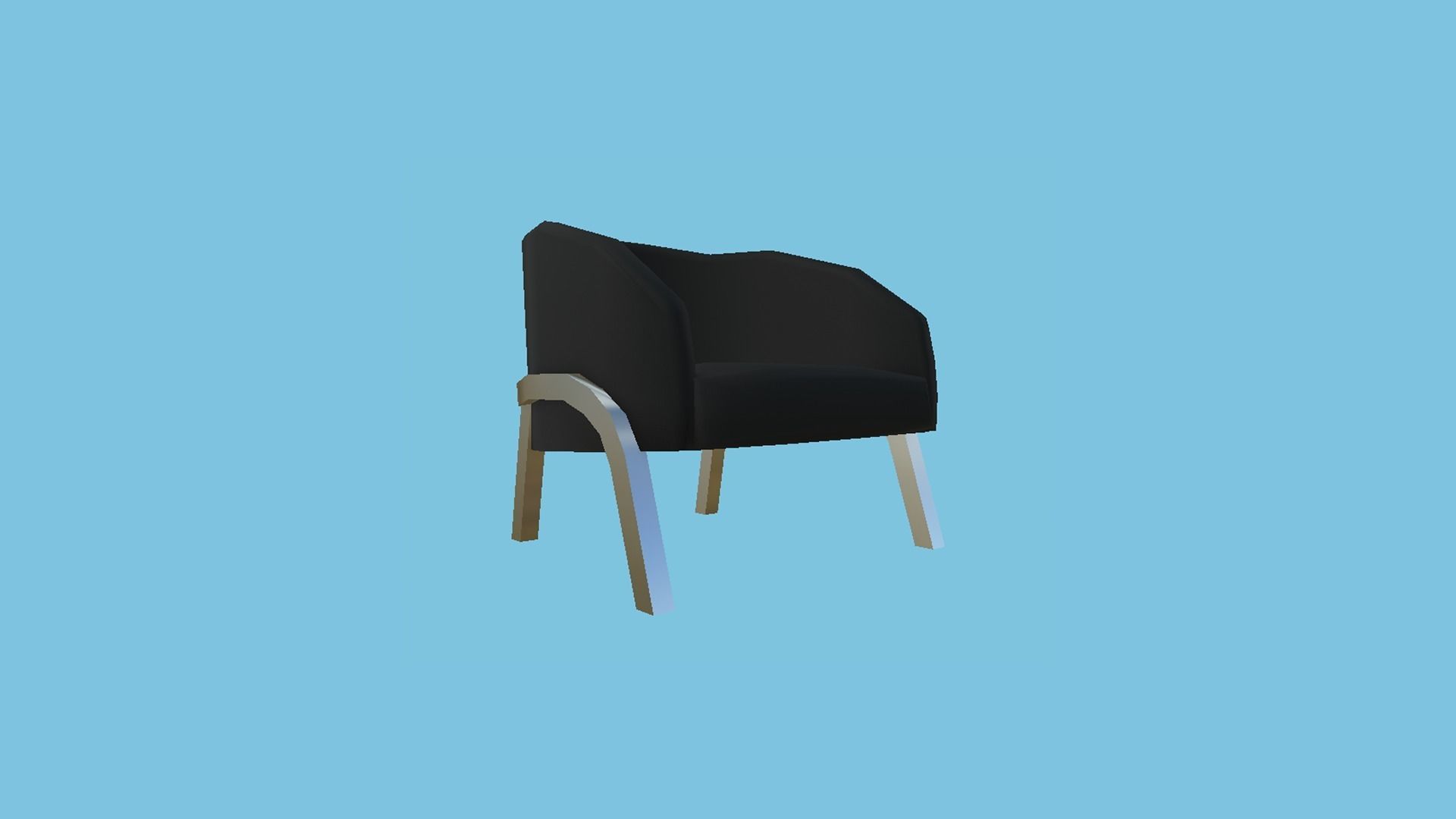 Black Aluminum Armchair - Furniture Interior Design Low-poly 3D model_1