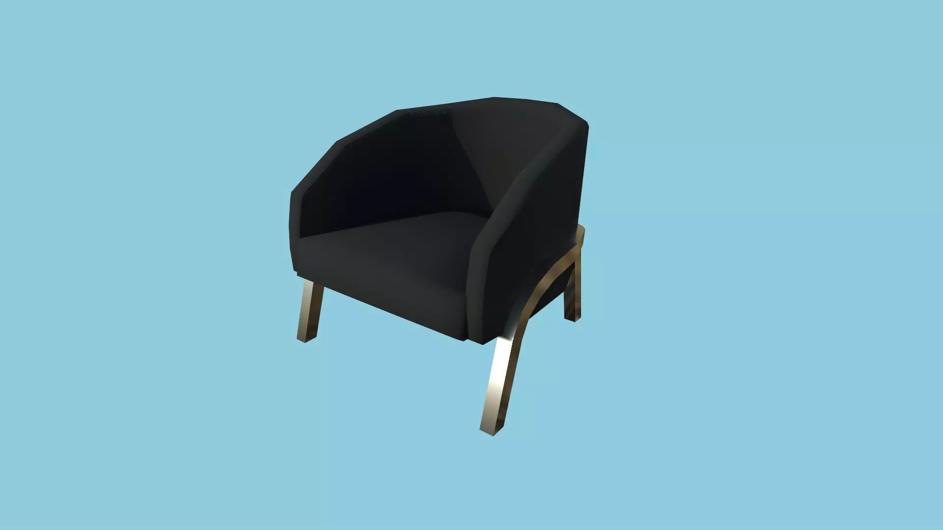 Black Aluminum Armchair - Furniture Interior Design Low-poly 3D model_0