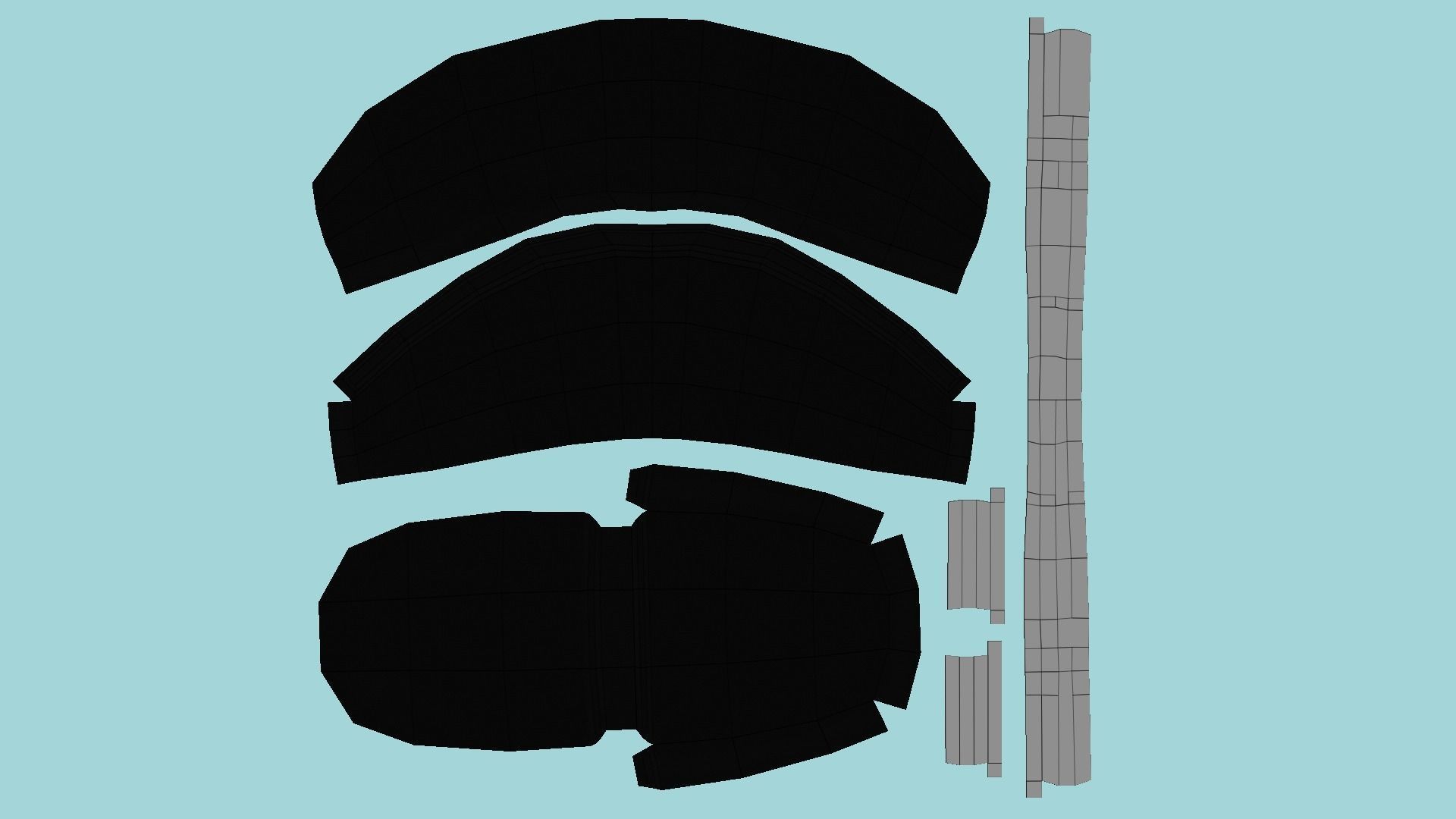 Black Aluminum Armchair - Furniture Interior Design Low-poly 3D model_5