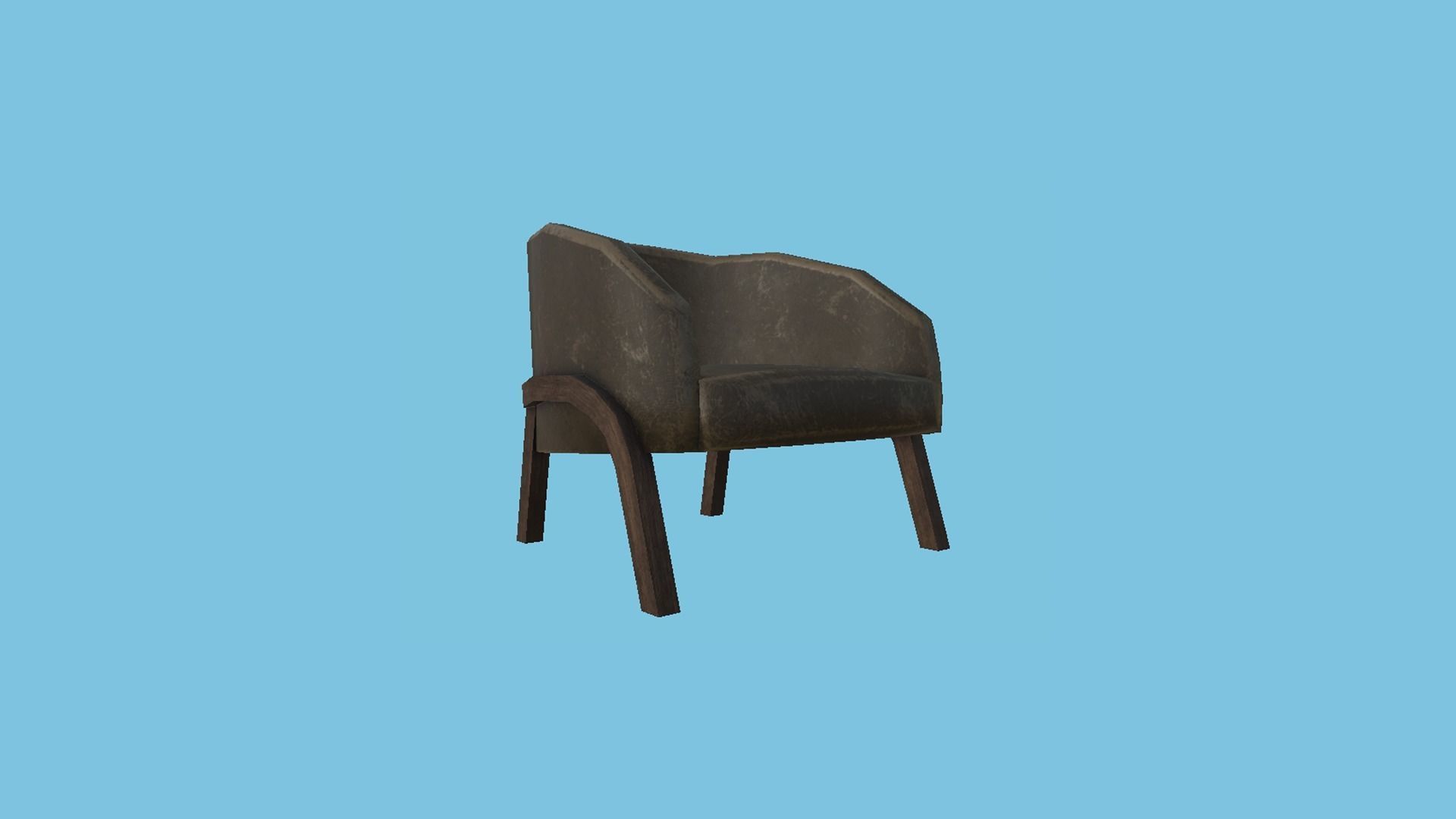 Rust Leather Armchair - Furniture Interior Design Low-poly 3D model_4