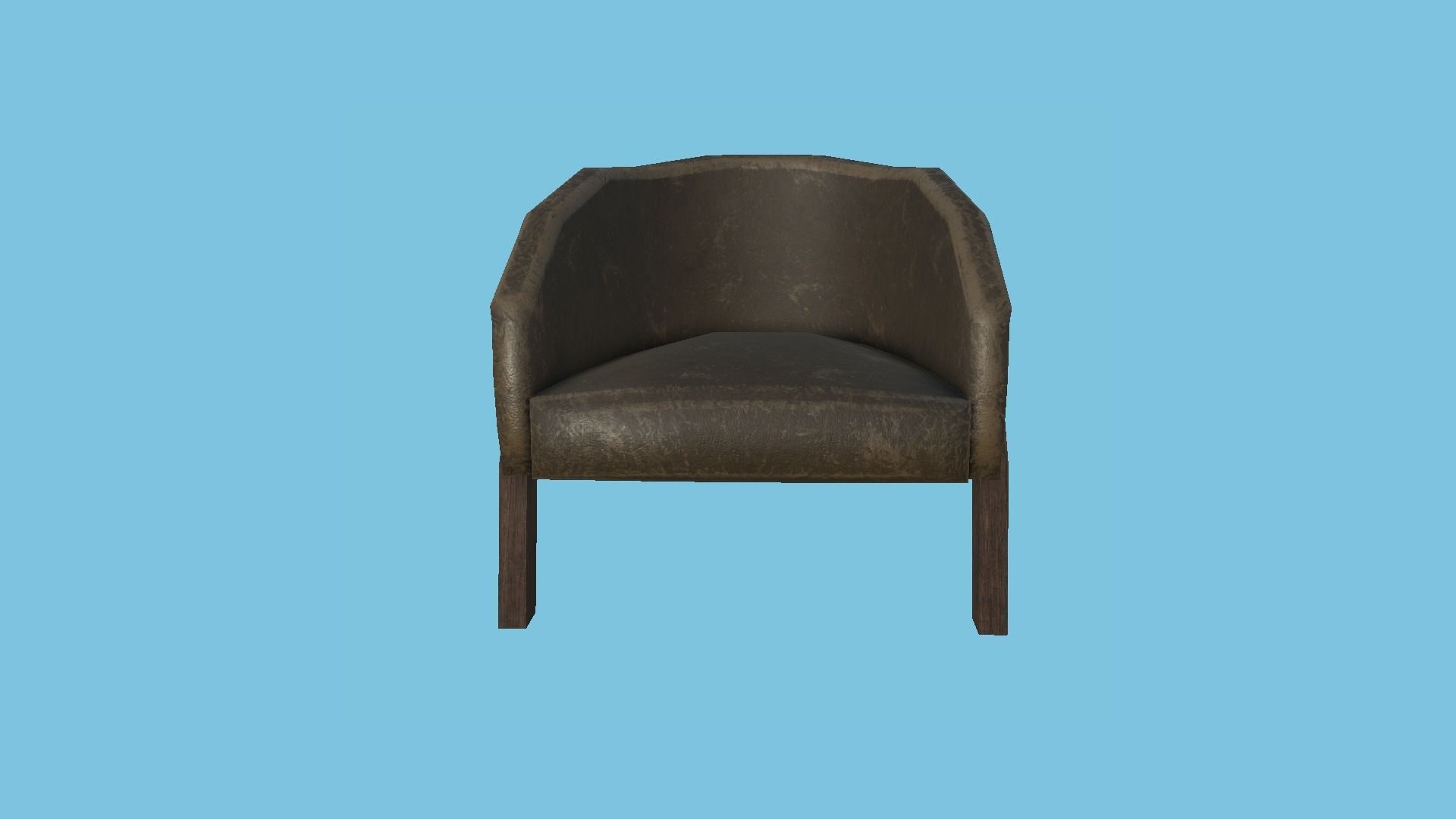 Rust Leather Armchair - Furniture Interior Design Low-poly 3D model_1