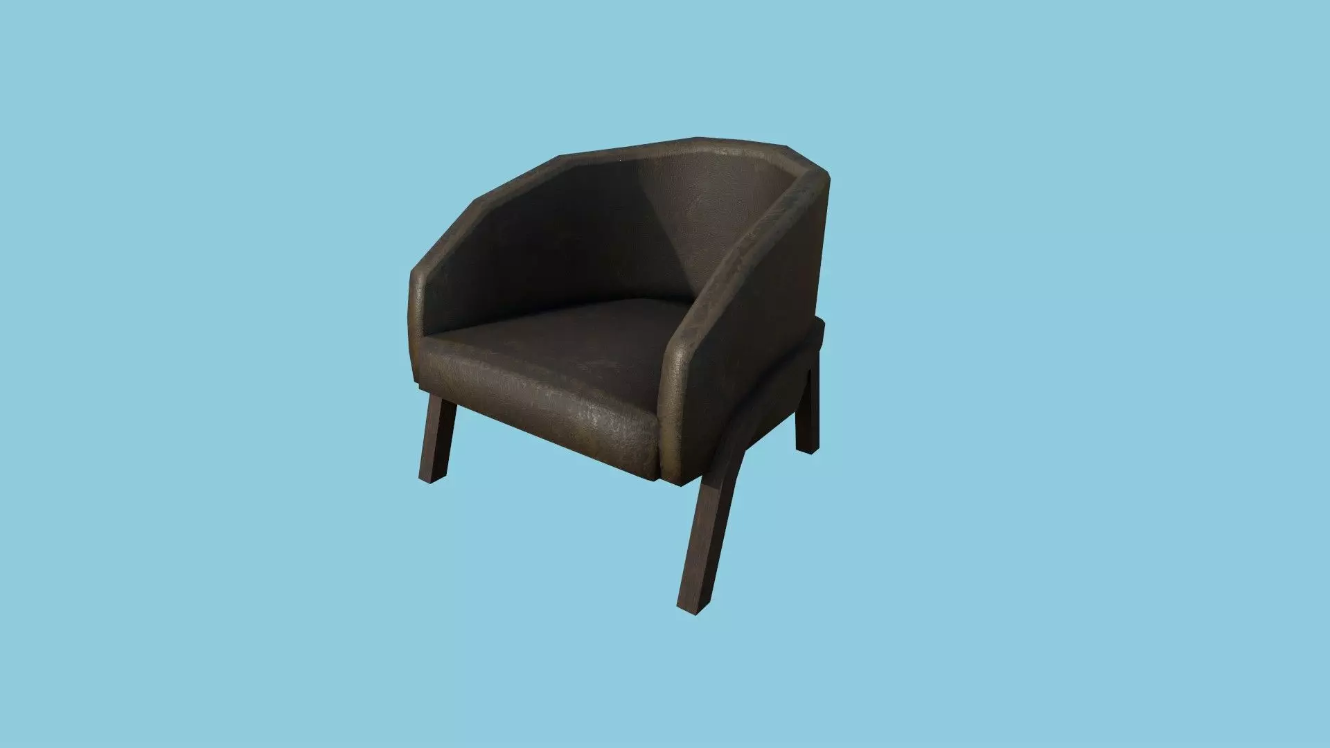 Rust Leather Armchair - Furniture Interior Design Low-poly 3D model_0