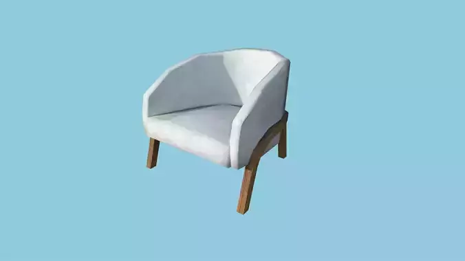 White Wood Armchair - Furniture Interior Design Low-poly 3D model