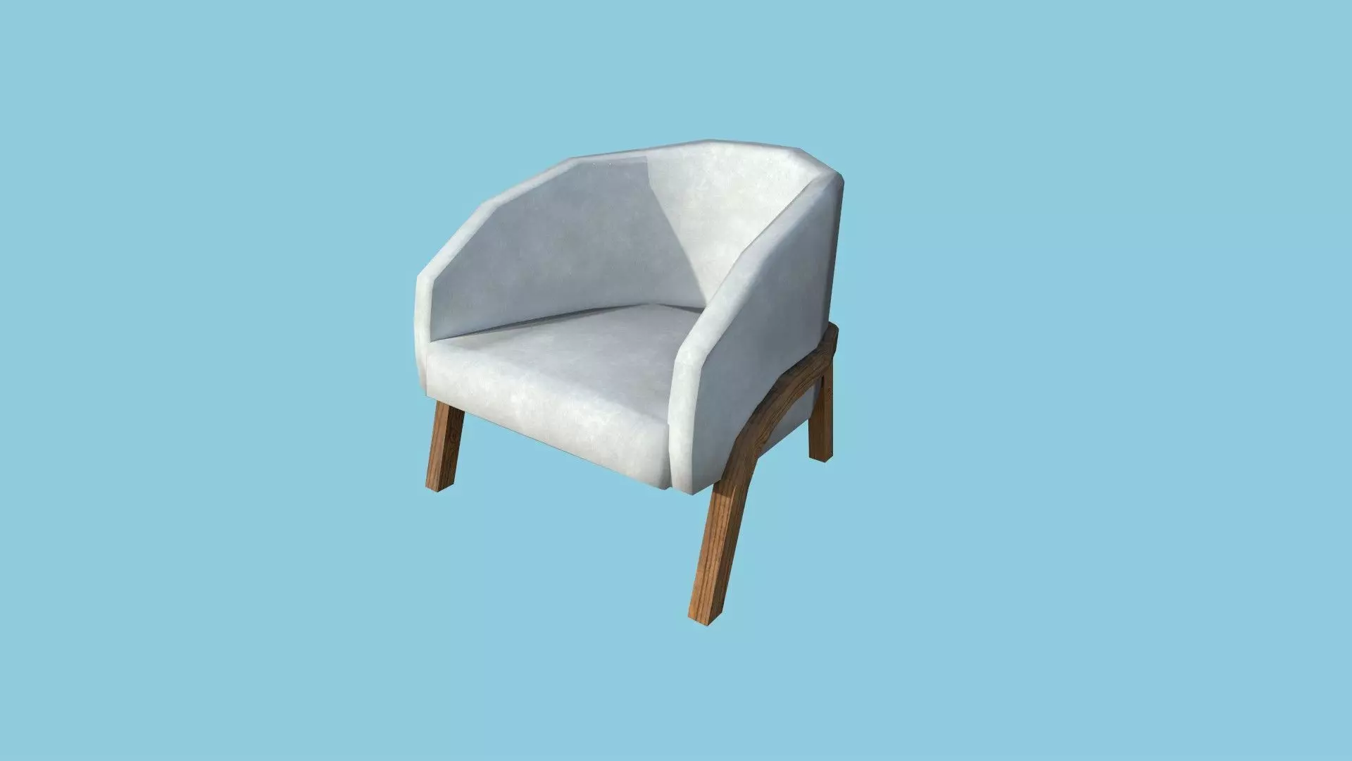 White Wood Armchair - Furniture Interior Design Low-poly 3D model_0