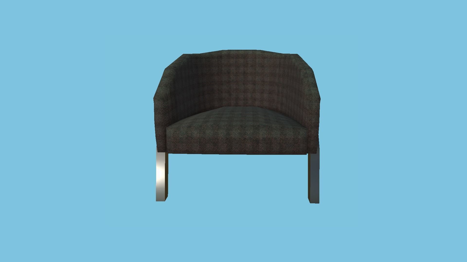 Black Plaid Armchair - Furniture Interior Design Low-poly 3D model_1
