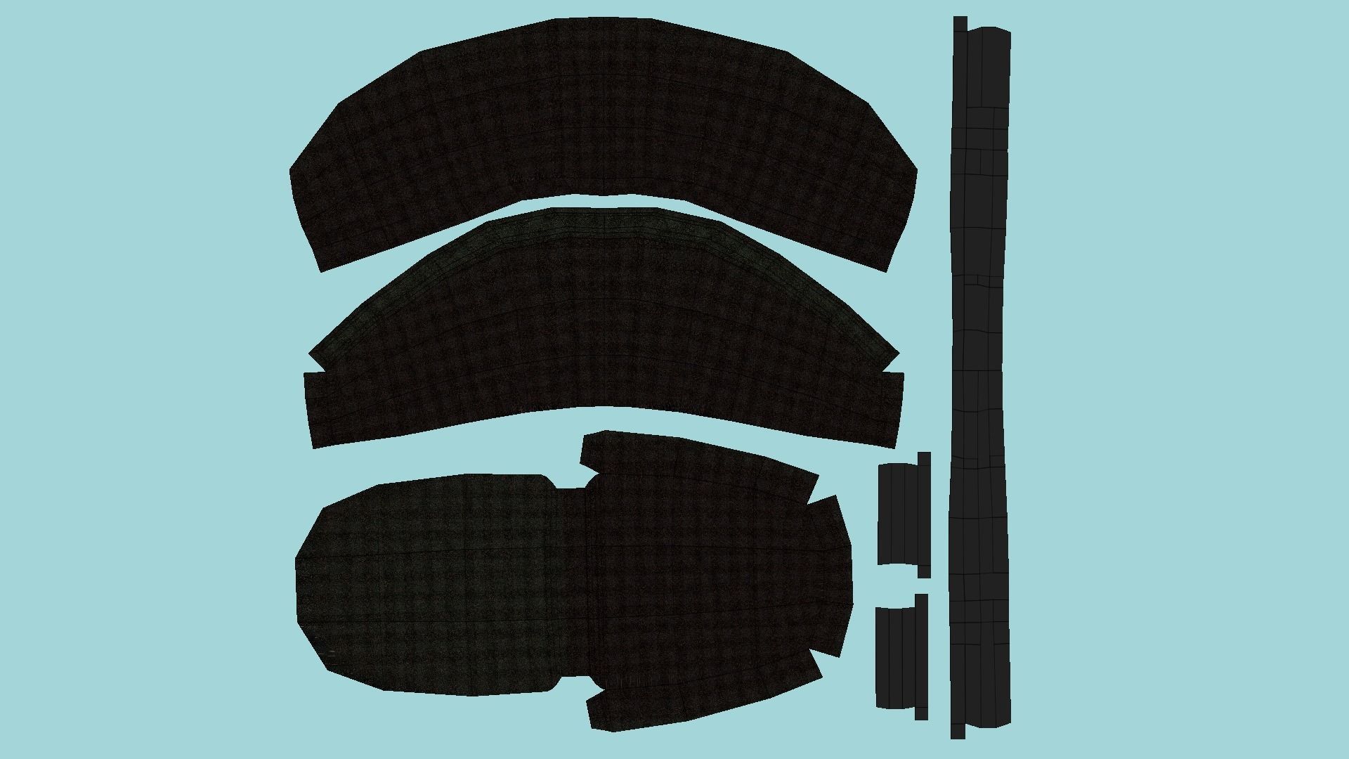 Black Plaid Armchair - Furniture Interior Design Low-poly 3D model_5