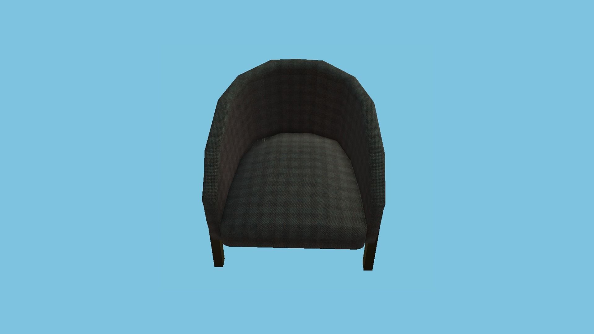 Black Plaid Armchair - Furniture Interior Design Low-poly 3D model_2