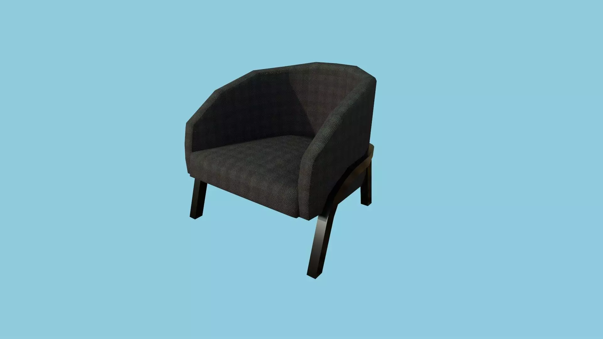 Black Plaid Armchair - Furniture Interior Design Low-poly 3D model_0