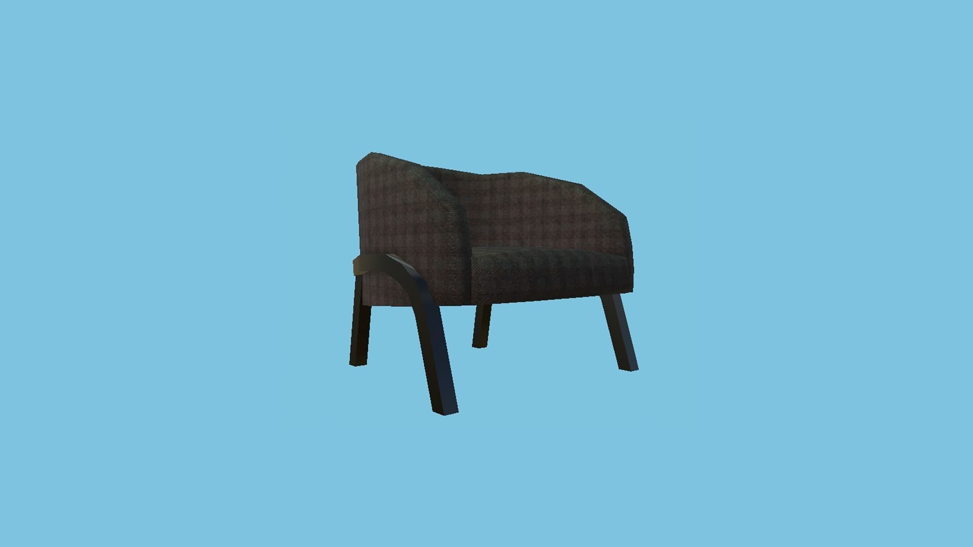 Black Plaid Armchair - Furniture Interior Design Low-poly 3D model_4