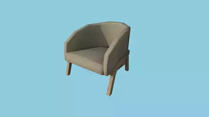 Beige Fabric Armchair - Furniture Interior Design Low-poly 3D model