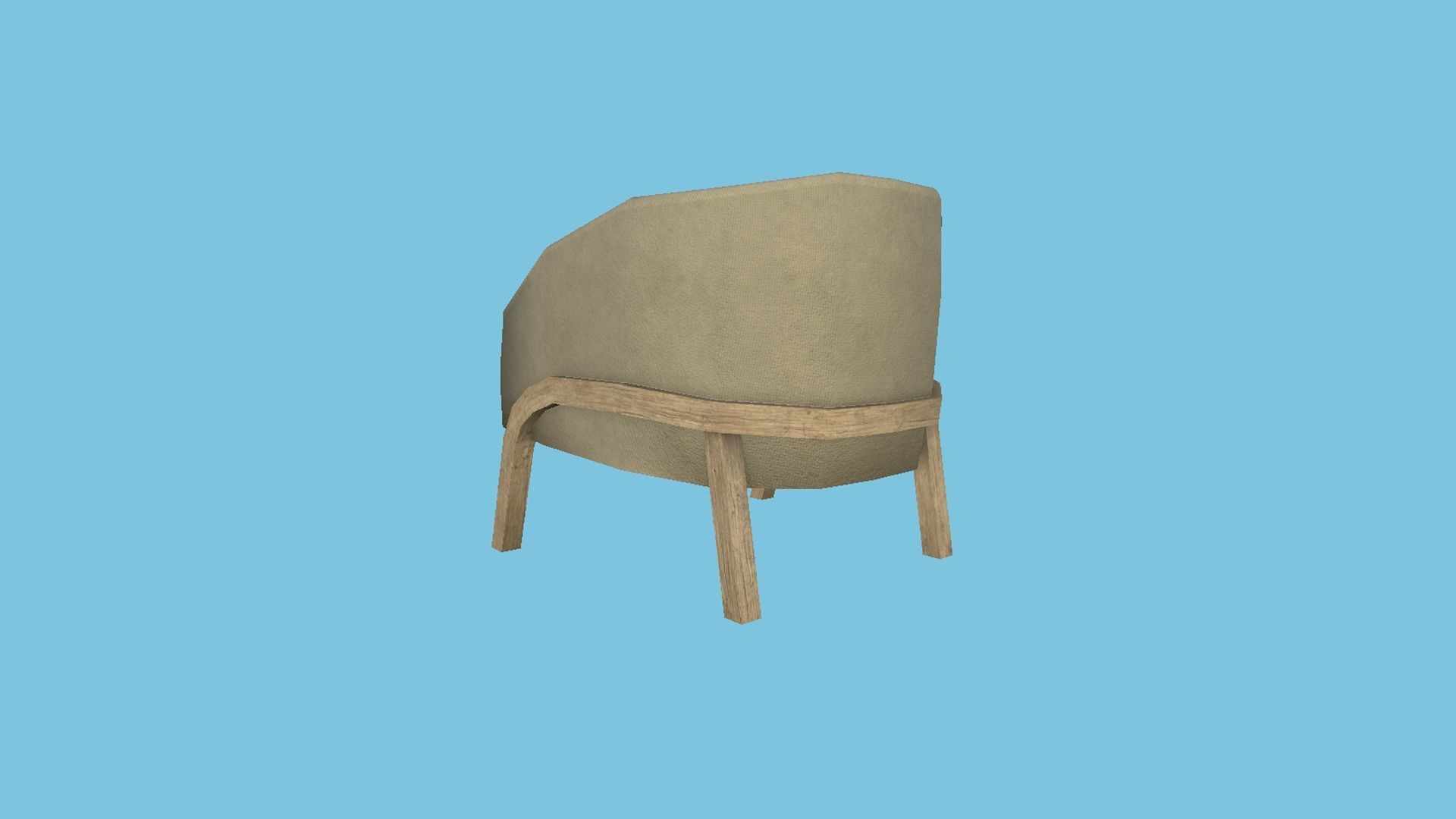 Beige Fabric Armchair - Furniture Interior Design Low-poly 3D model_2