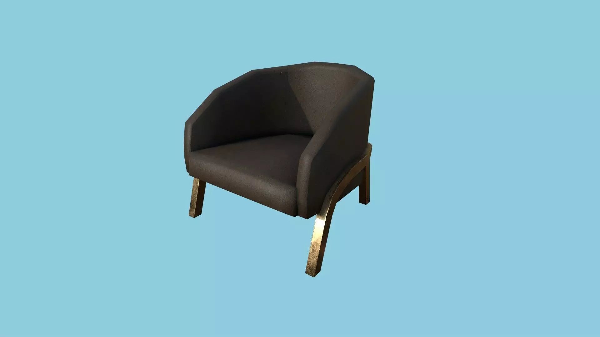 Bronze Leather Armchair - Furniture Interior Design Low-poly 3D model_0