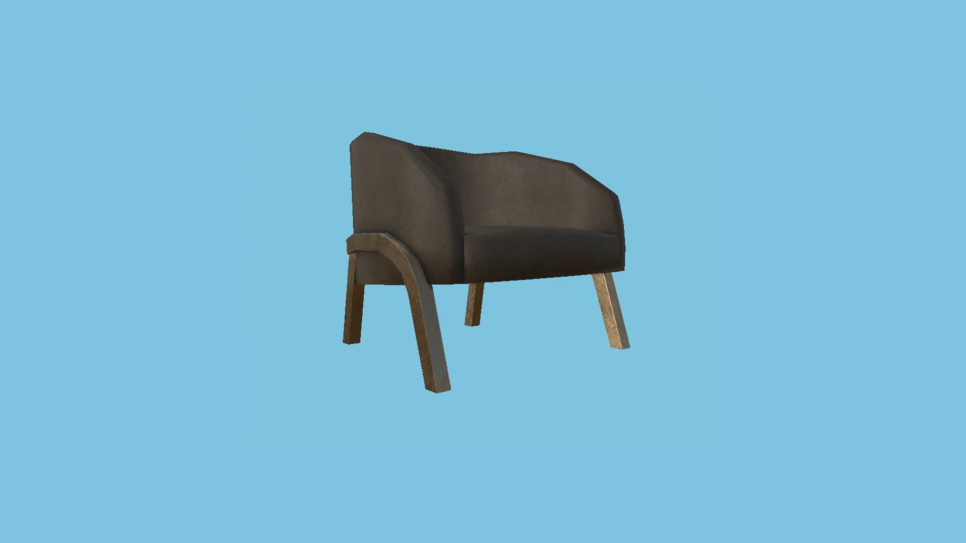 Bronze Leather Armchair - Furniture Interior Design Low-poly 3D model_4