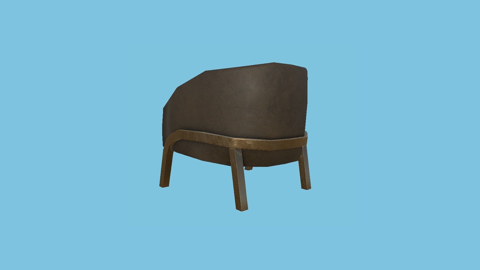 Bronze Leather Armchair - Furniture Interior Design Low-poly 3D model_2