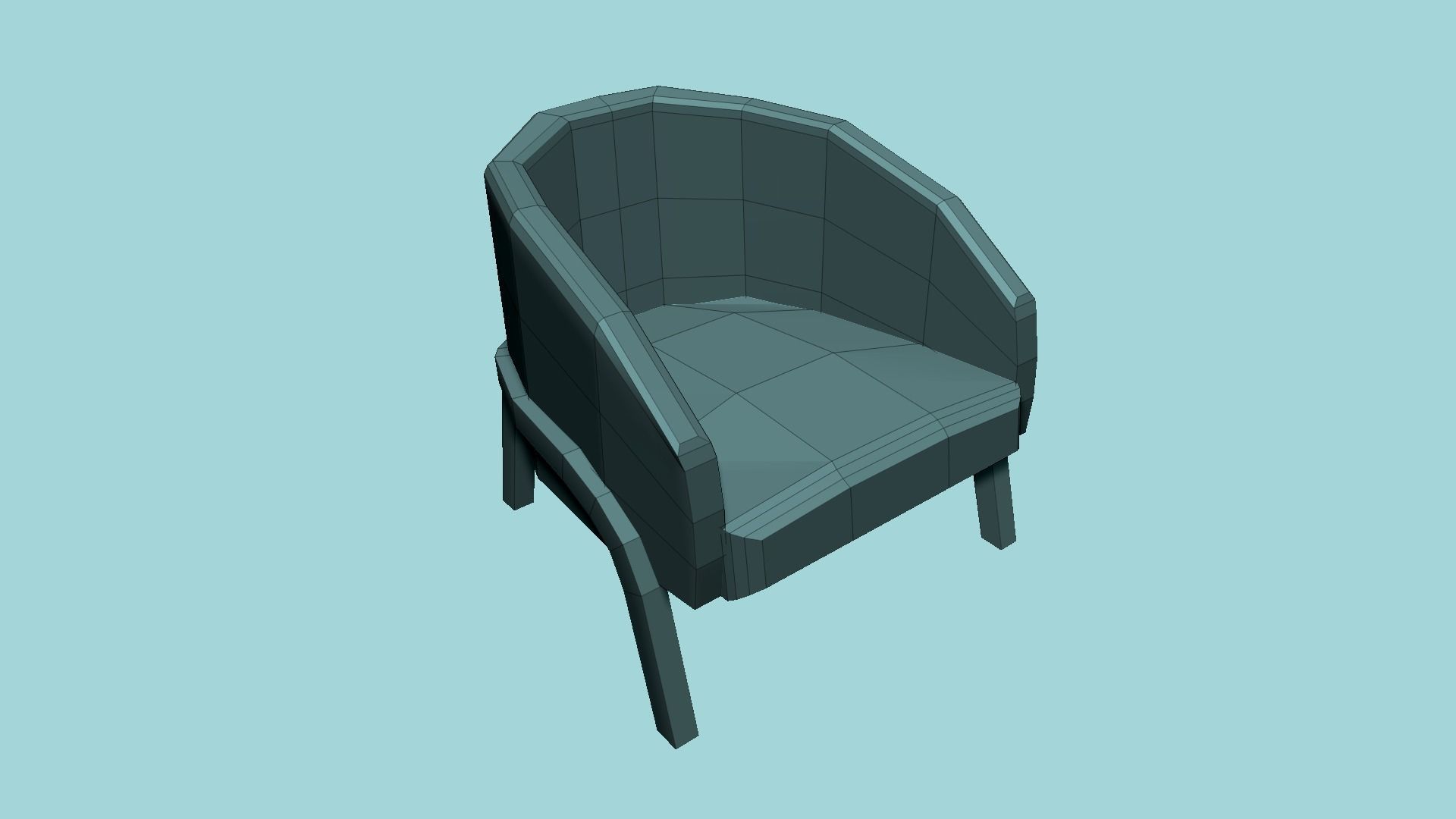 White Aluminum Armchair - Furniture Interior Design Low-poly 3D model_8