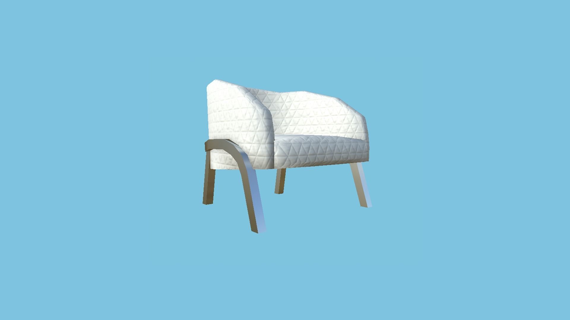 White Aluminum Armchair - Furniture Interior Design Low-poly 3D model_4