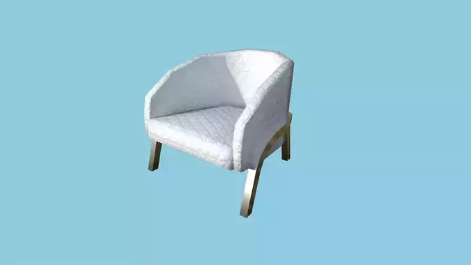 White Aluminum Armchair - Furniture Interior Design Low-poly 3D model