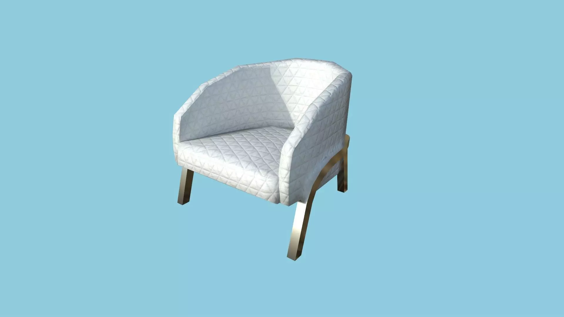 White Aluminum Armchair - Furniture Interior Design Low-poly 3D model_0