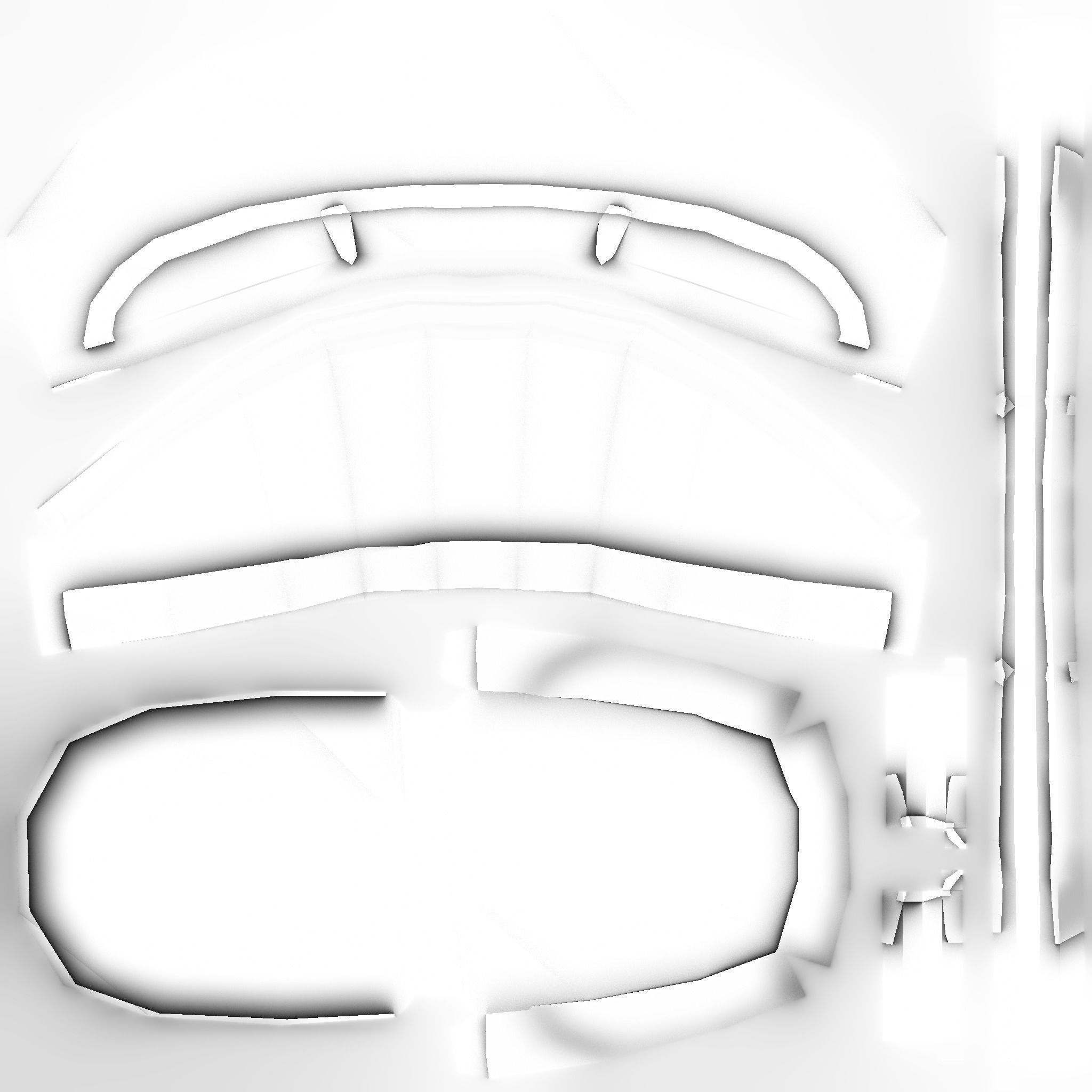 White Aluminum Armchair - Furniture Interior Design Low-poly 3D model_11