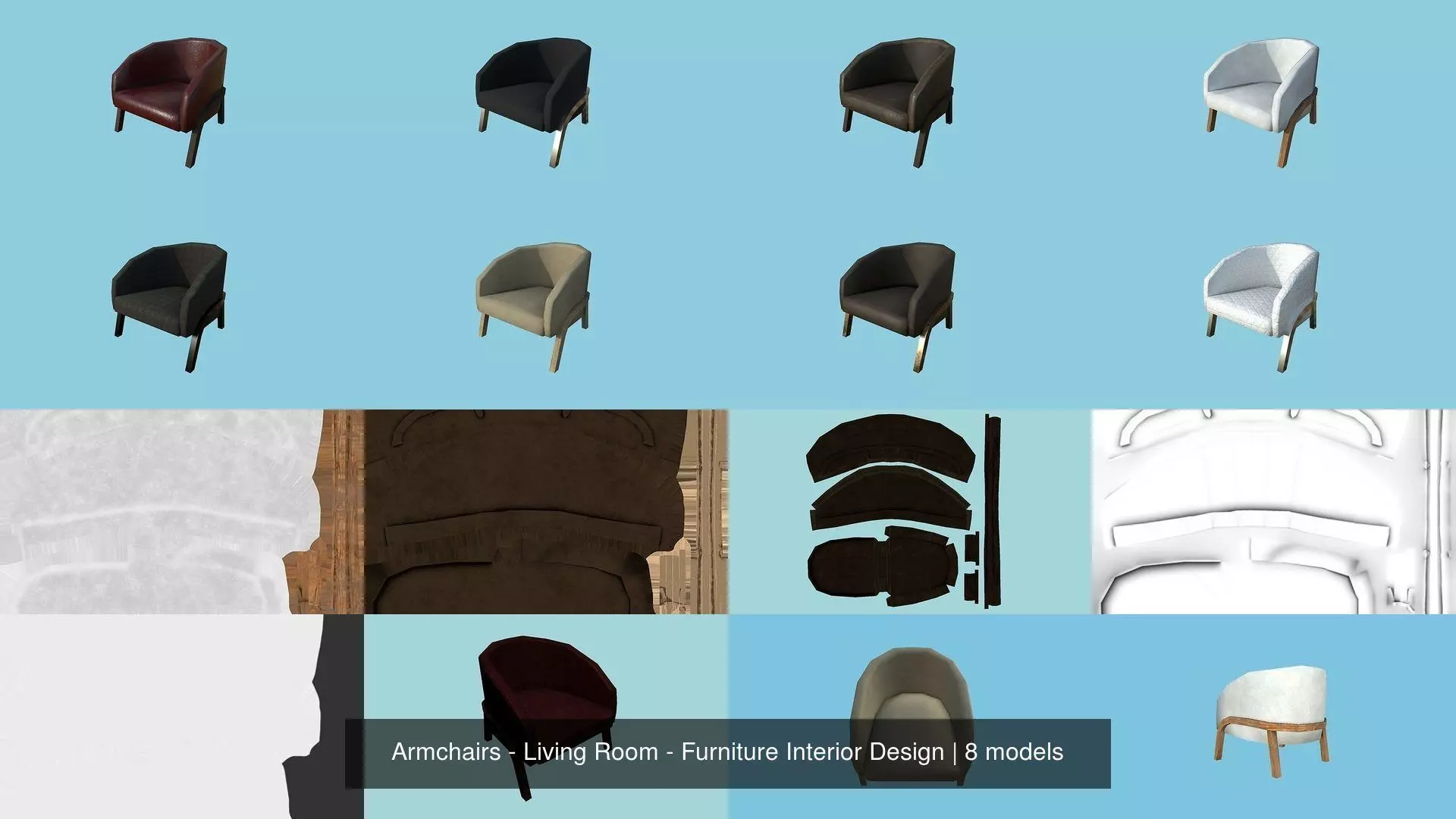 Armchairs - Living Room - Furniture Interior Design 3D Model Collection_1