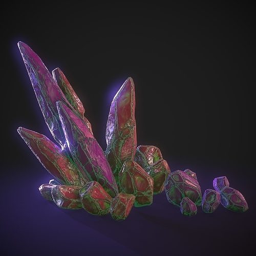 Crystals - 3D model group of Low-poly 3D model