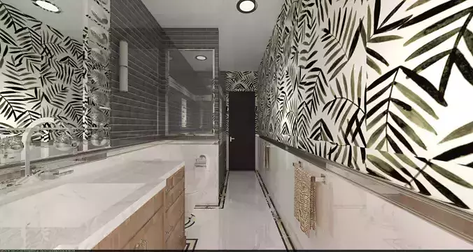 k Bath modern bathroom with wallpaper