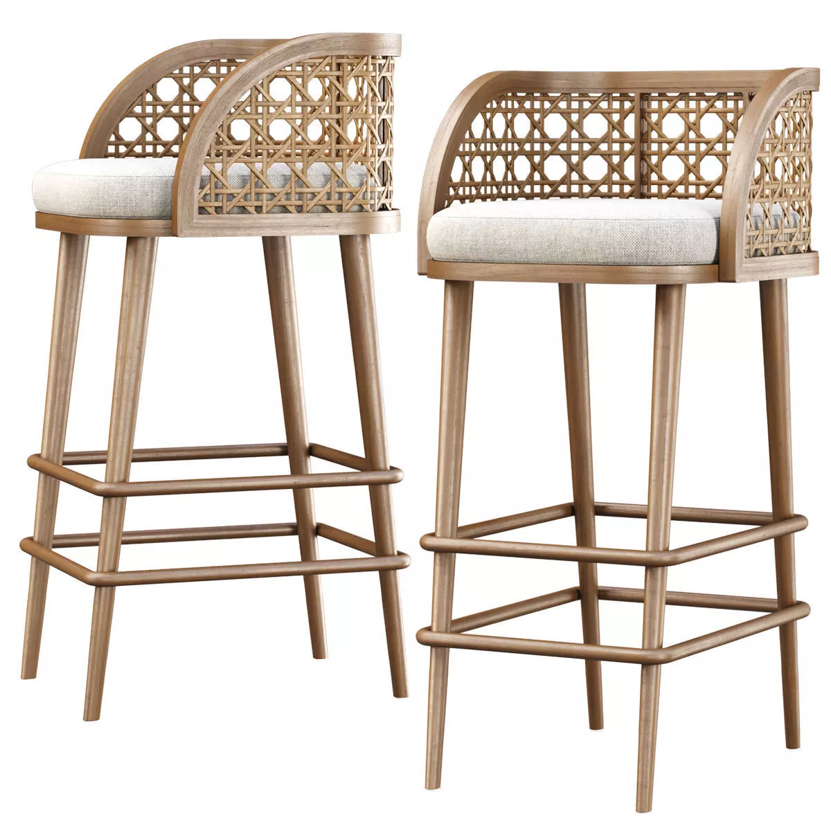Rimma rattan bar stool DS67  Low-poly 3D model_0