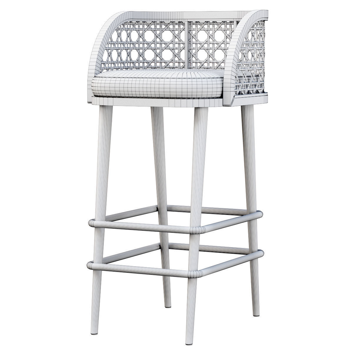 Rimma rattan bar stool DS67  Low-poly 3D model_4