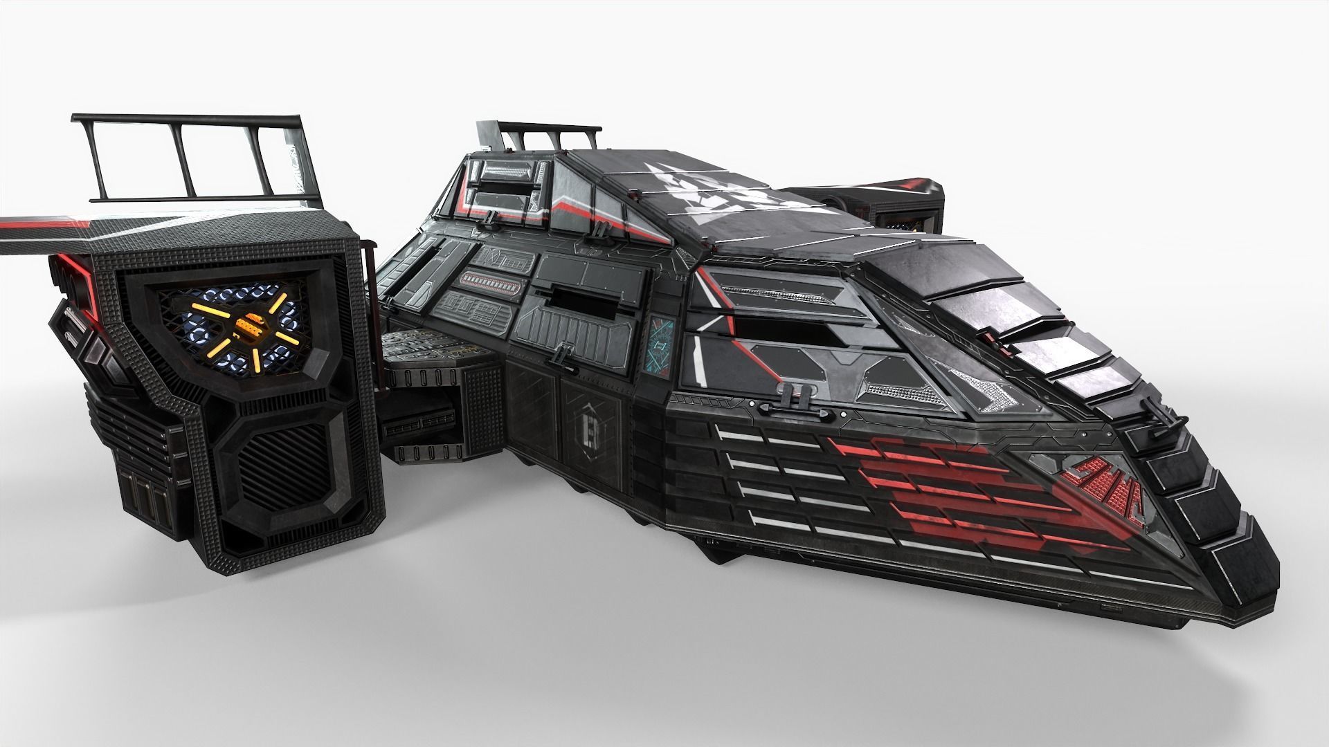 Spaceship Rook Low-poly 3D model_19