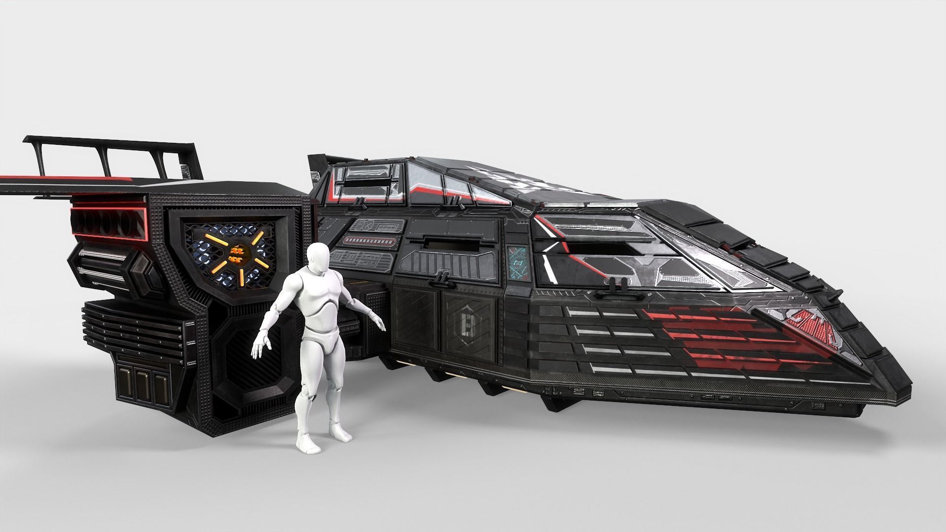 Spaceship Rook Low-poly 3D model_6