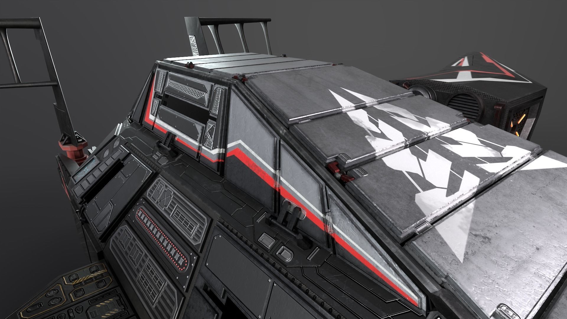 Spaceship Rook Low-poly 3D model_5