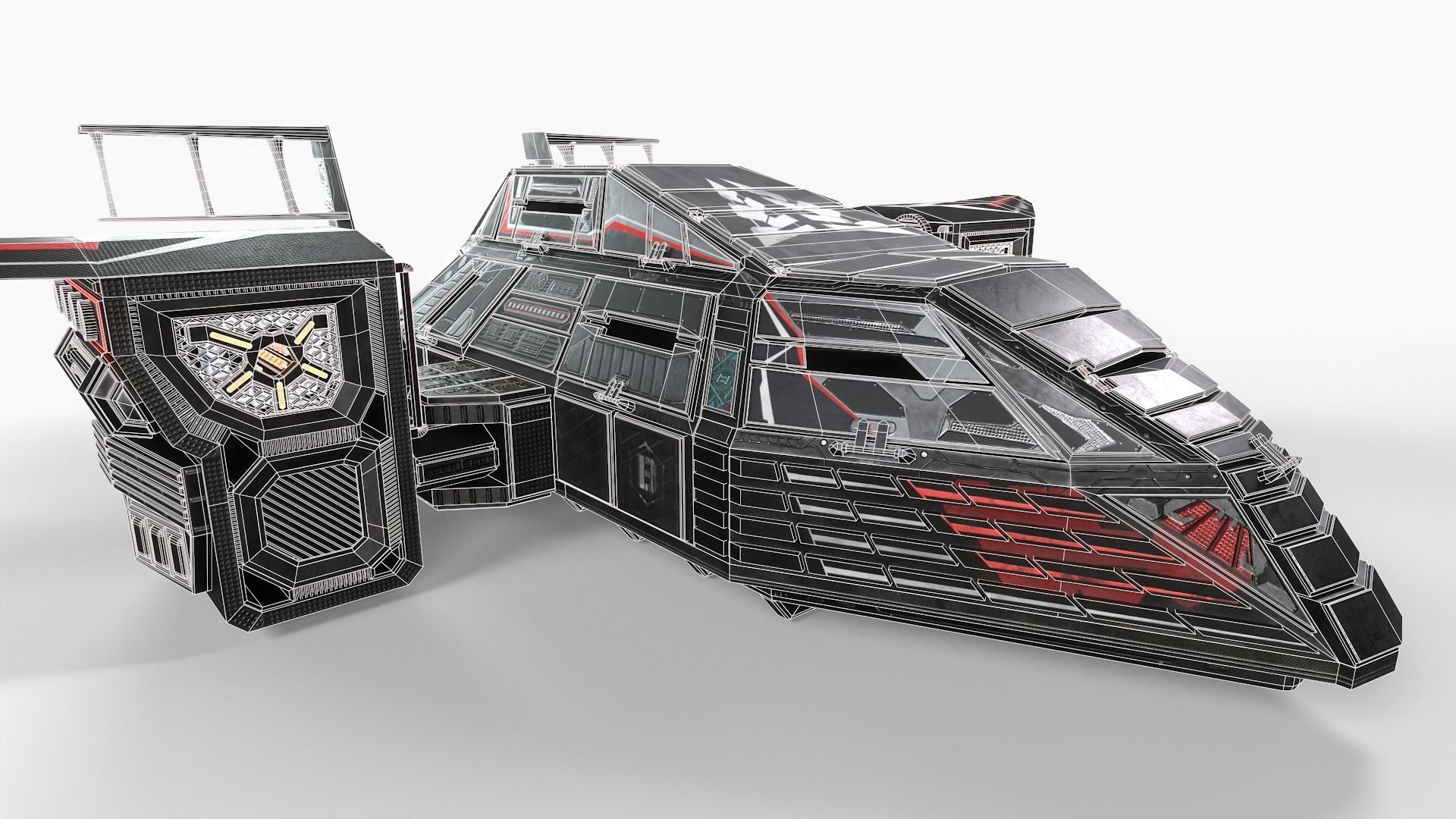 Spaceship Rook Low-poly 3D model_9