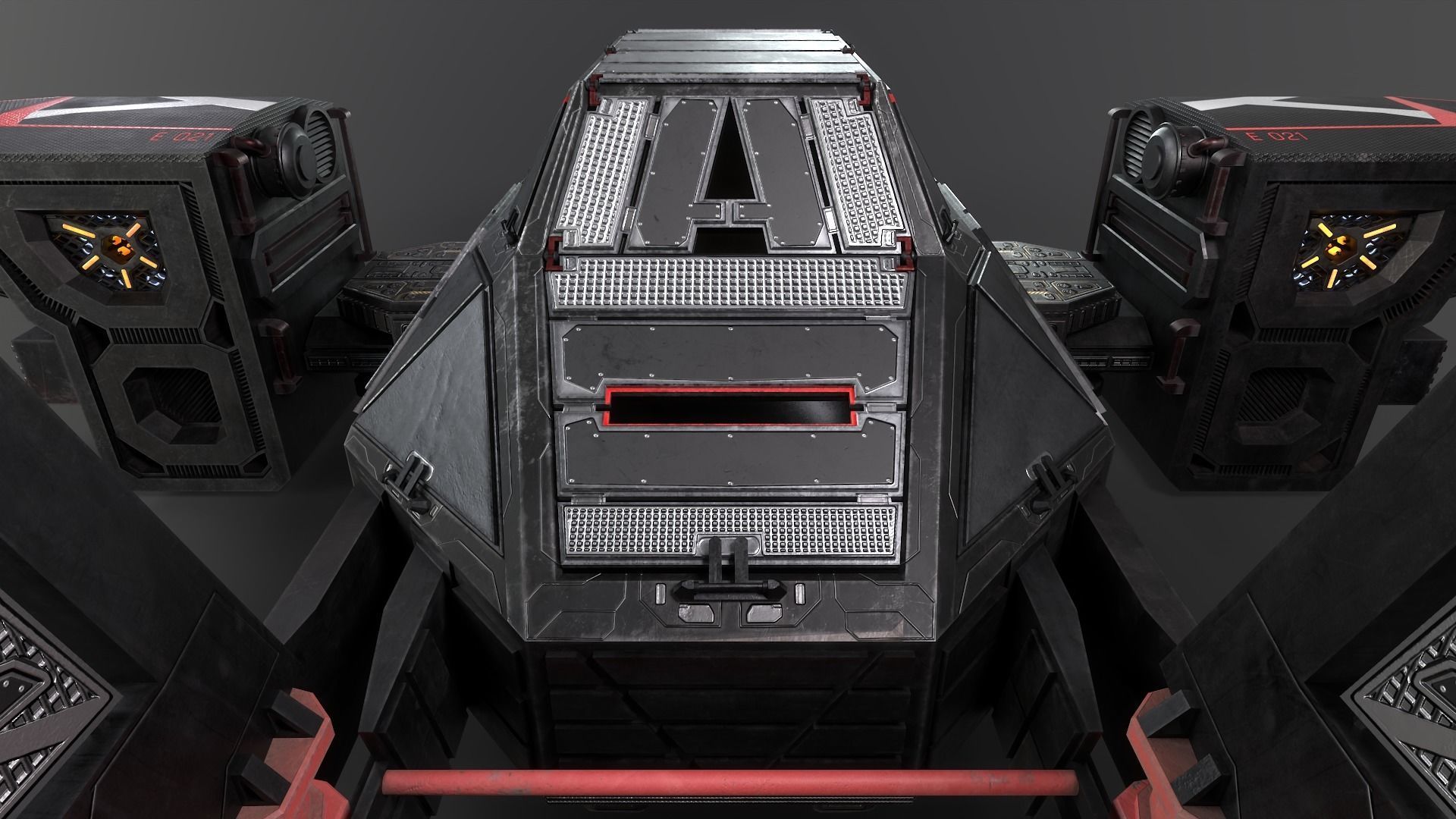 Spaceship Rook Low-poly 3D model_13