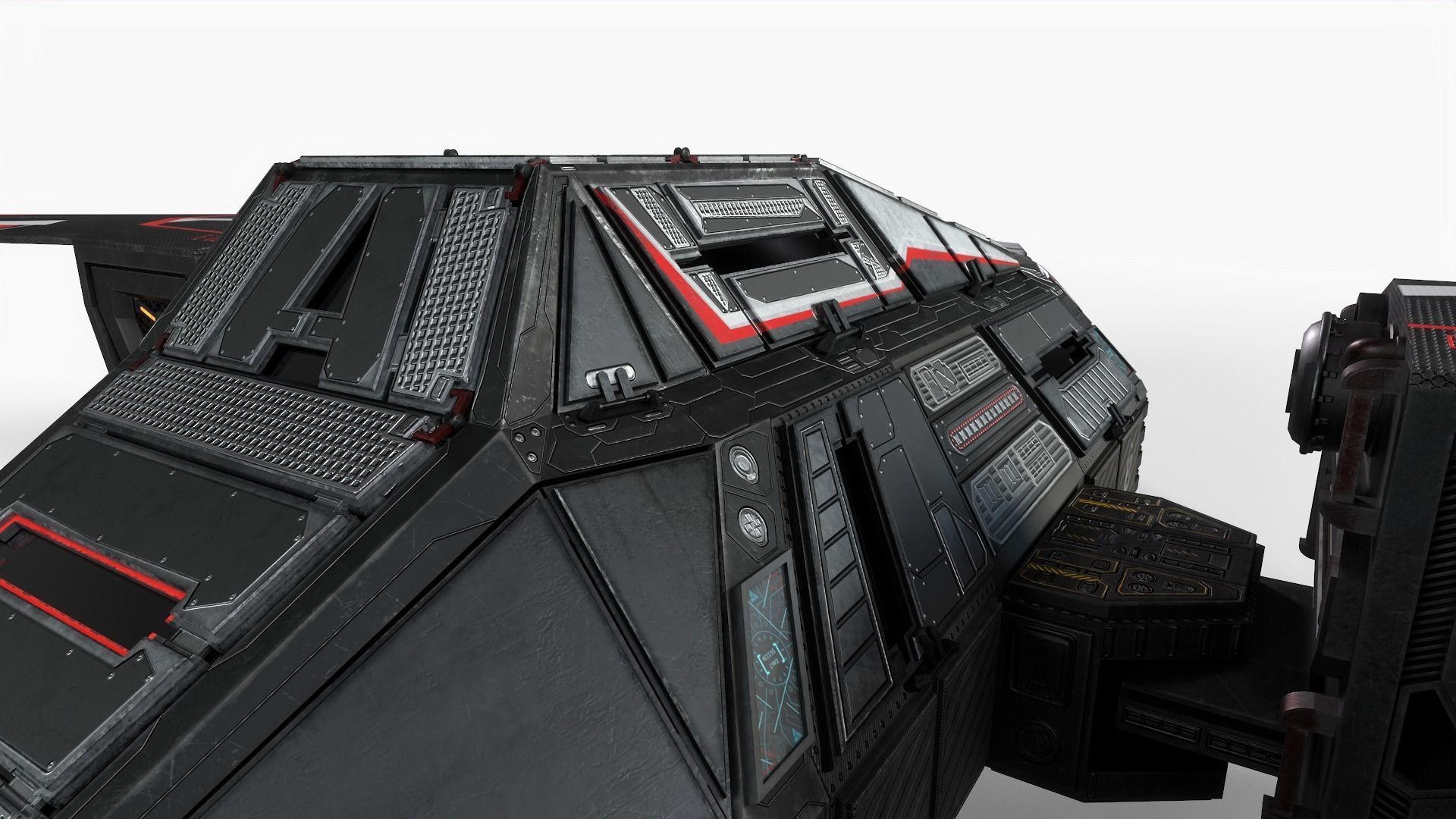 Spaceship Rook Low-poly 3D model_11