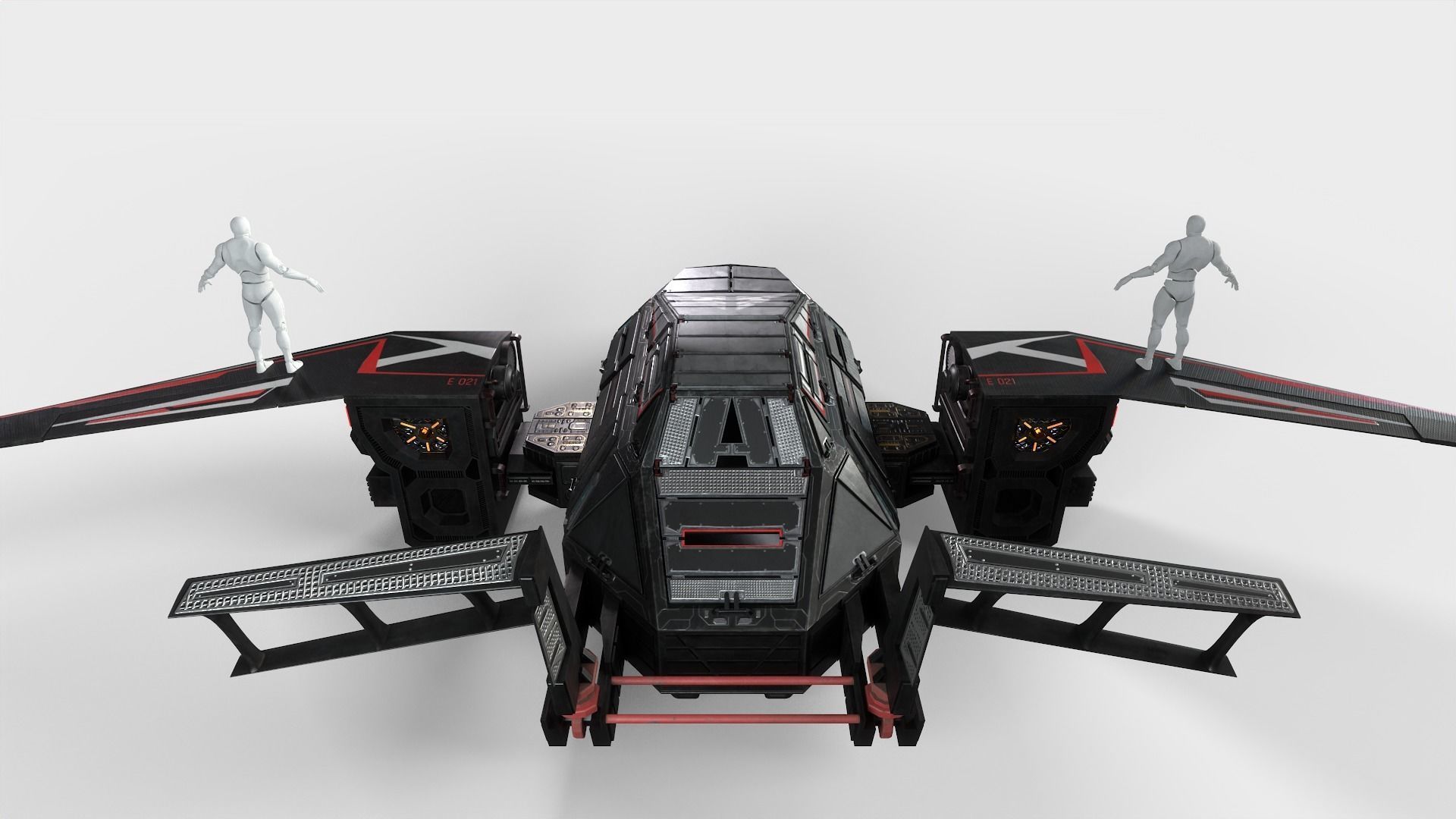 Spaceship Rook Low-poly 3D model_8