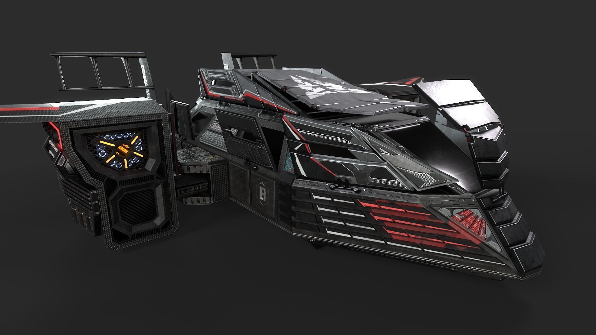 Spaceship Rook Low-poly 3D model_23