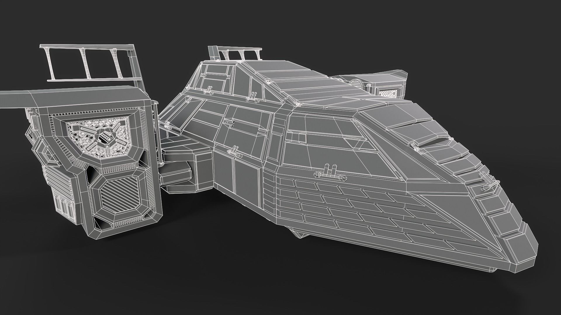 Spaceship Rook Low-poly 3D model_17