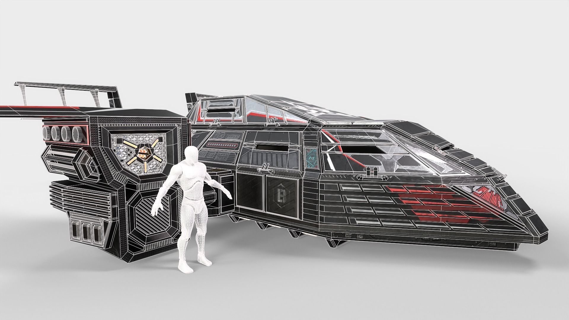 Spaceship Rook Low-poly 3D model_33