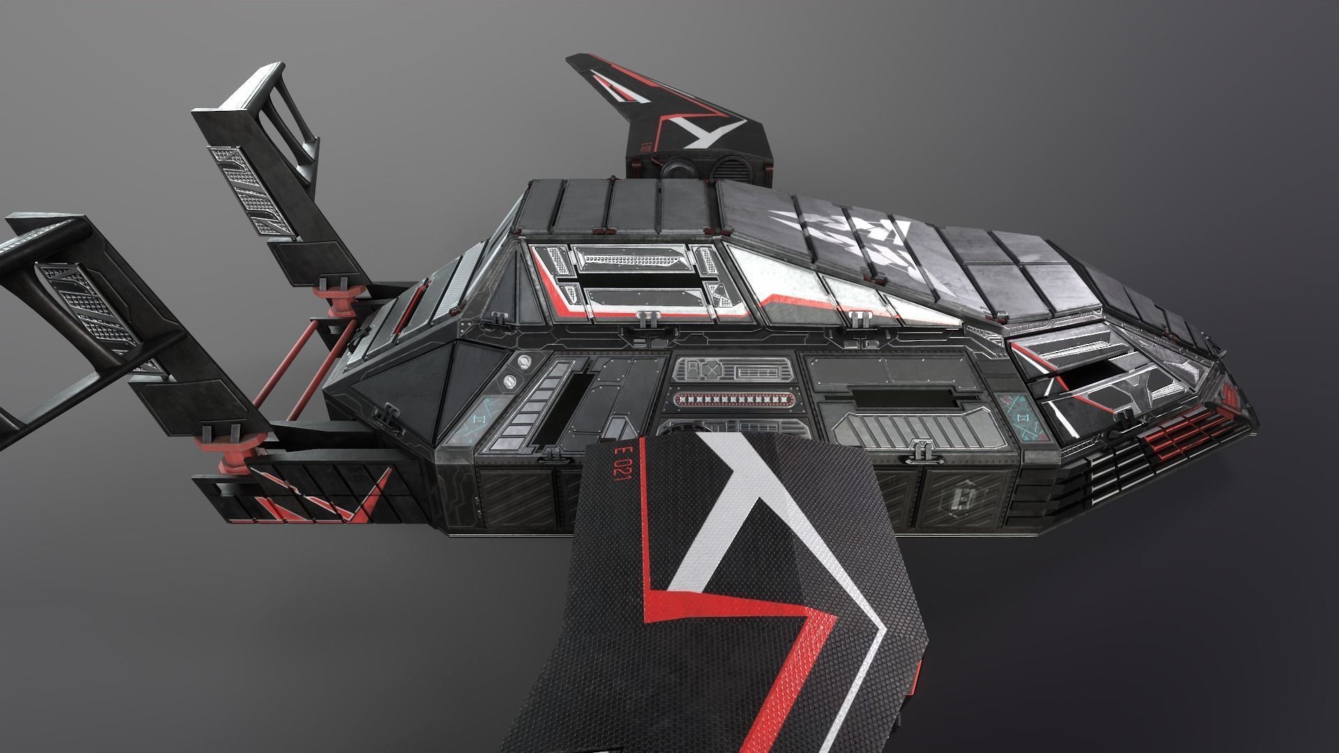 Spaceship Rook Low-poly 3D model_24