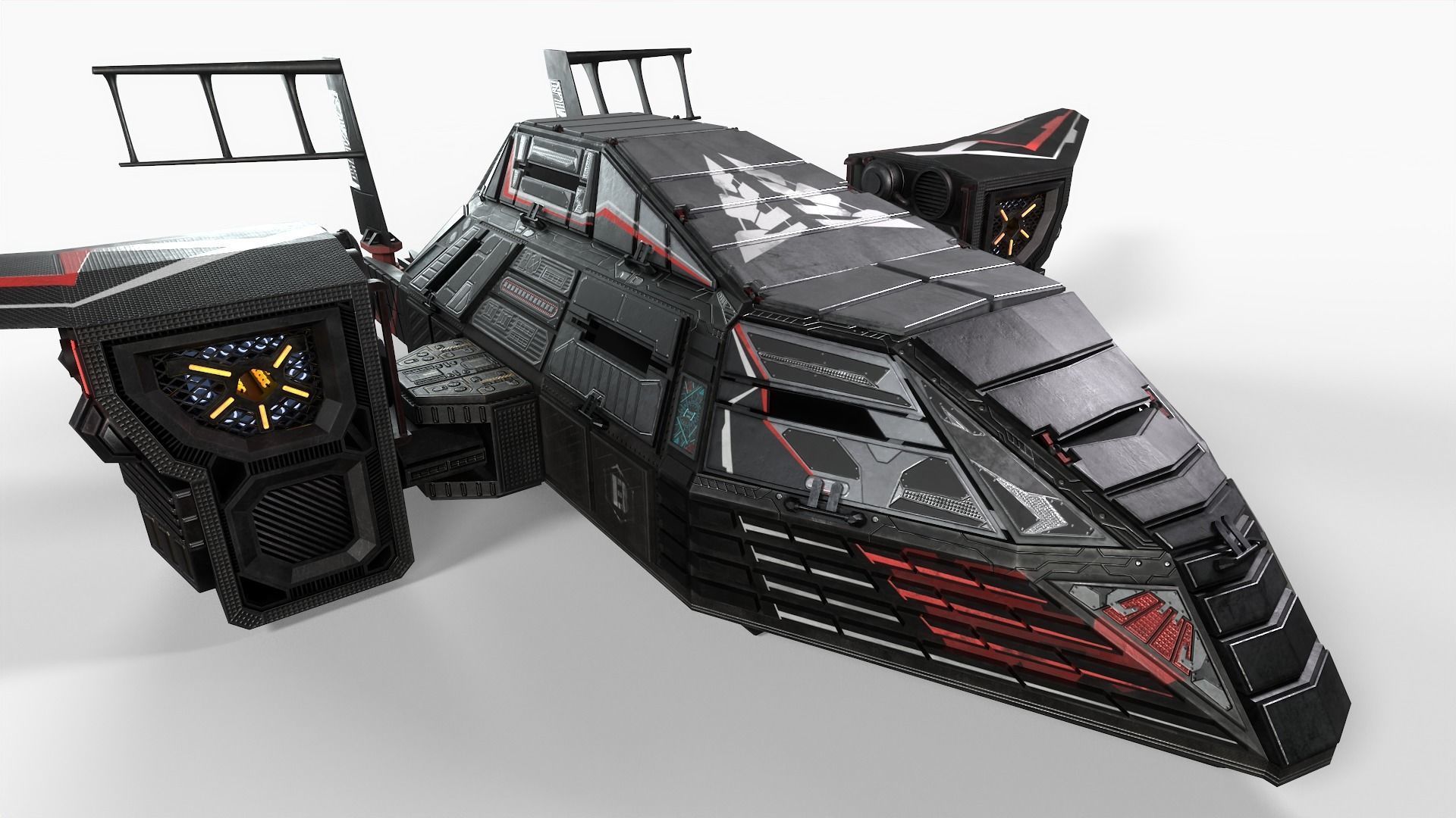 Spaceship Rook Low-poly 3D model_25