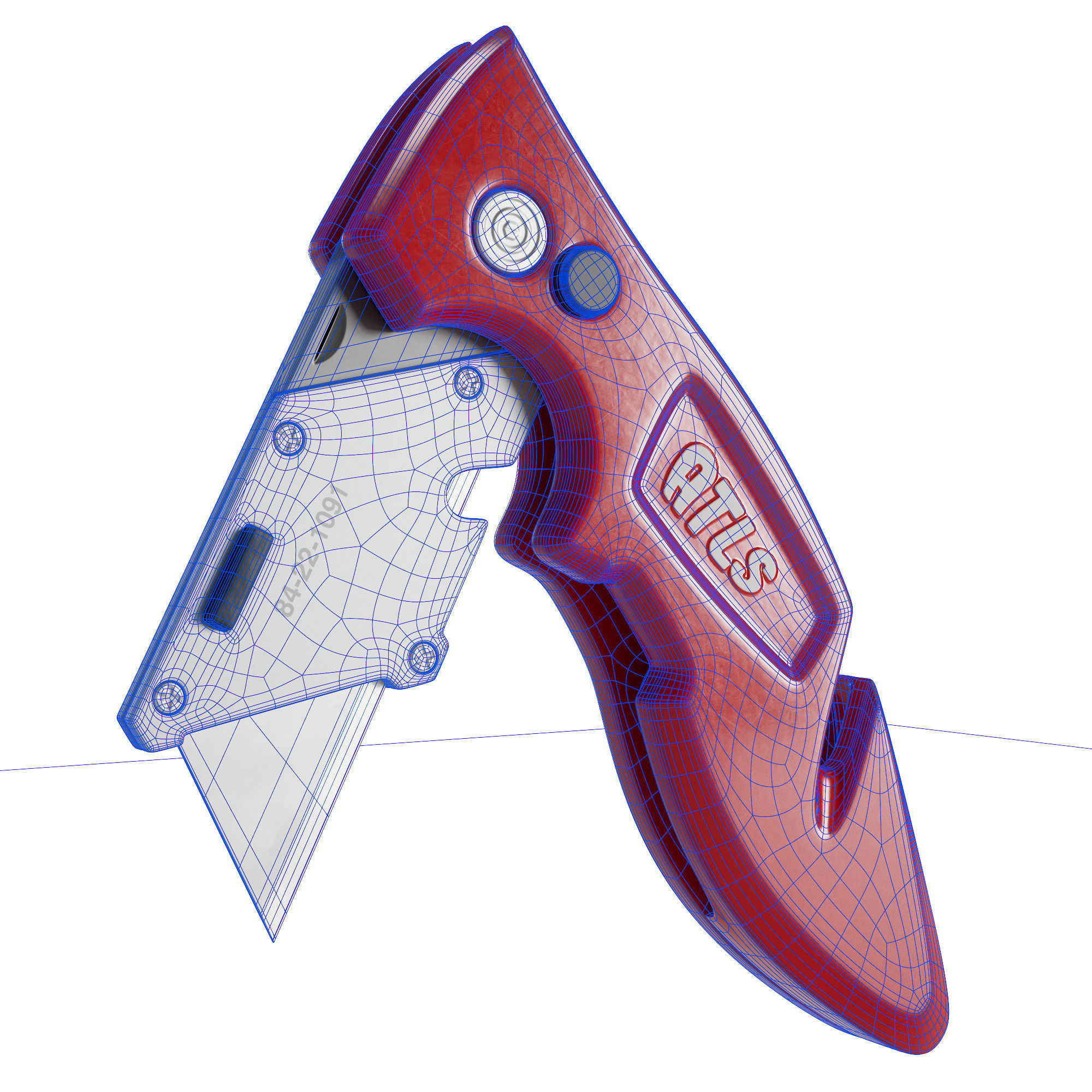 Metal Utility Knife with Hook 3D model_10