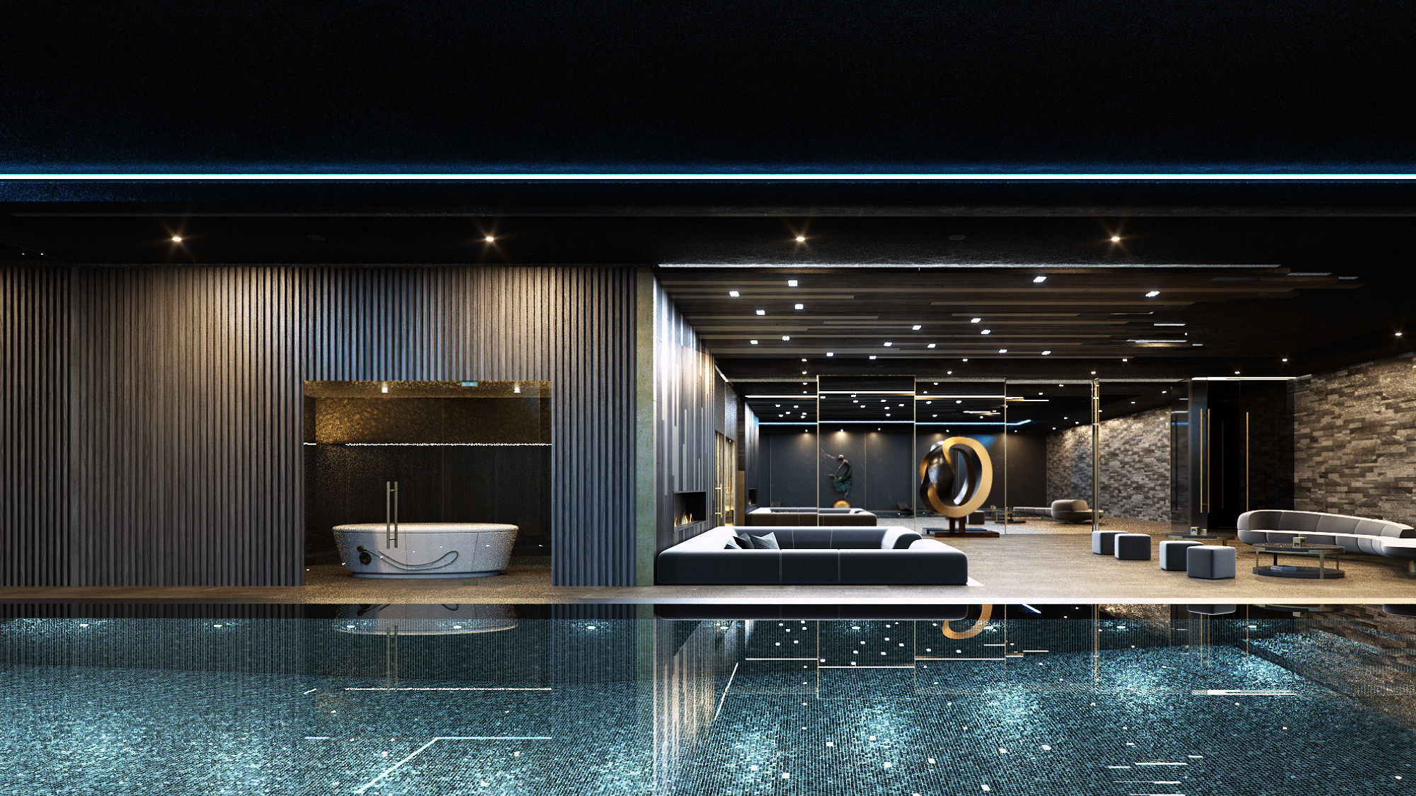 Octane - C4D scene files - Residential Pool Interior 3D model_4