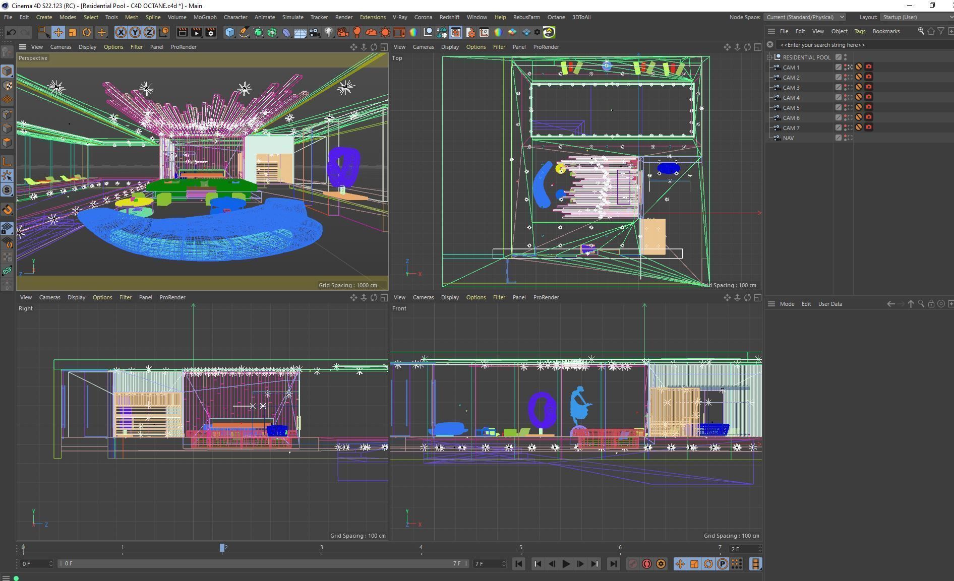 Octane - C4D scene files - Residential Pool Interior 3D model_8
