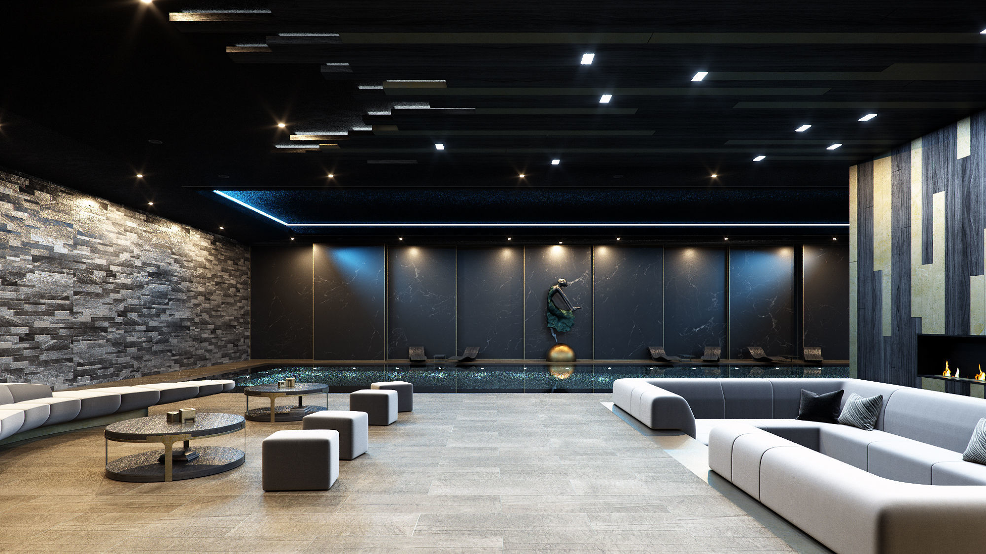 Octane - C4D scene files - Residential Pool Interior 3D model_6