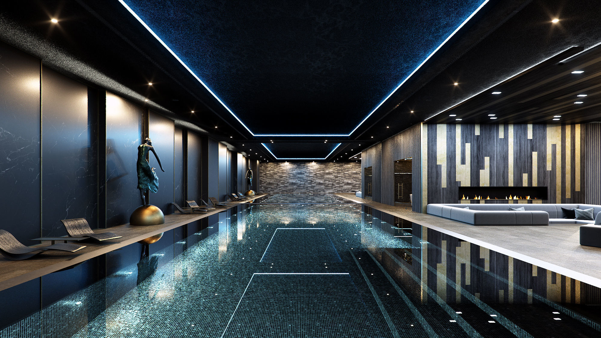 Octane - C4D scene files - Residential Pool Interior 3D model_5